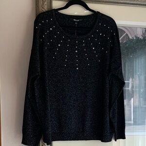 Briggs New York Black Sweater with Bead Accents